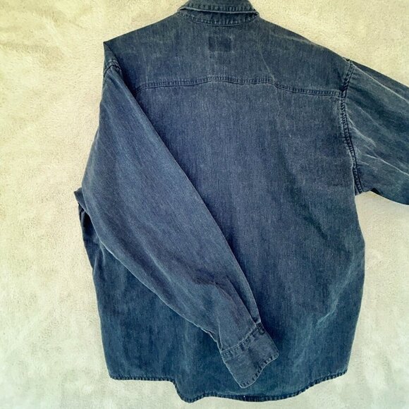 Cabelas Blue Heavy Duck Canvas Flannel Lined Chore Jacket Mens L Reg 100% Cotton - Picture 7 of 7